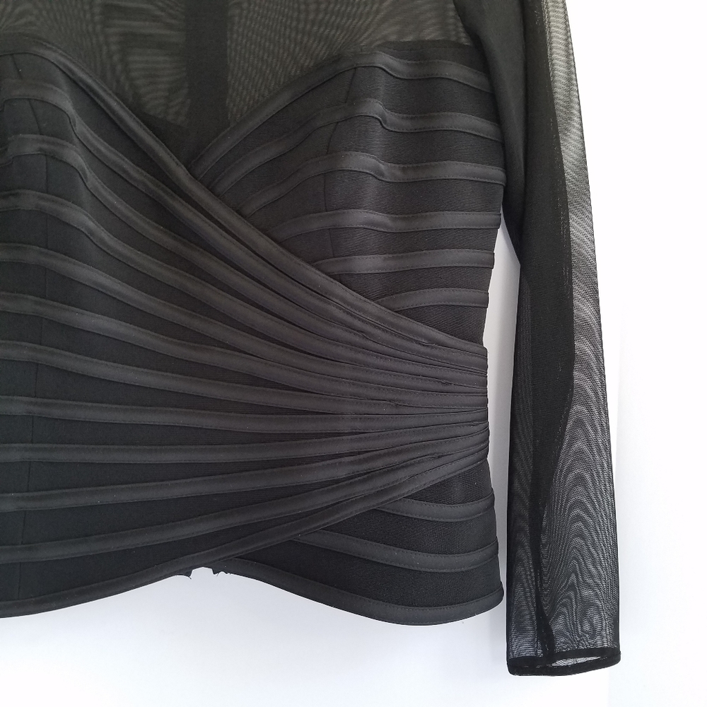 JS Collections Evening Wear Mesh Top Black Size 10